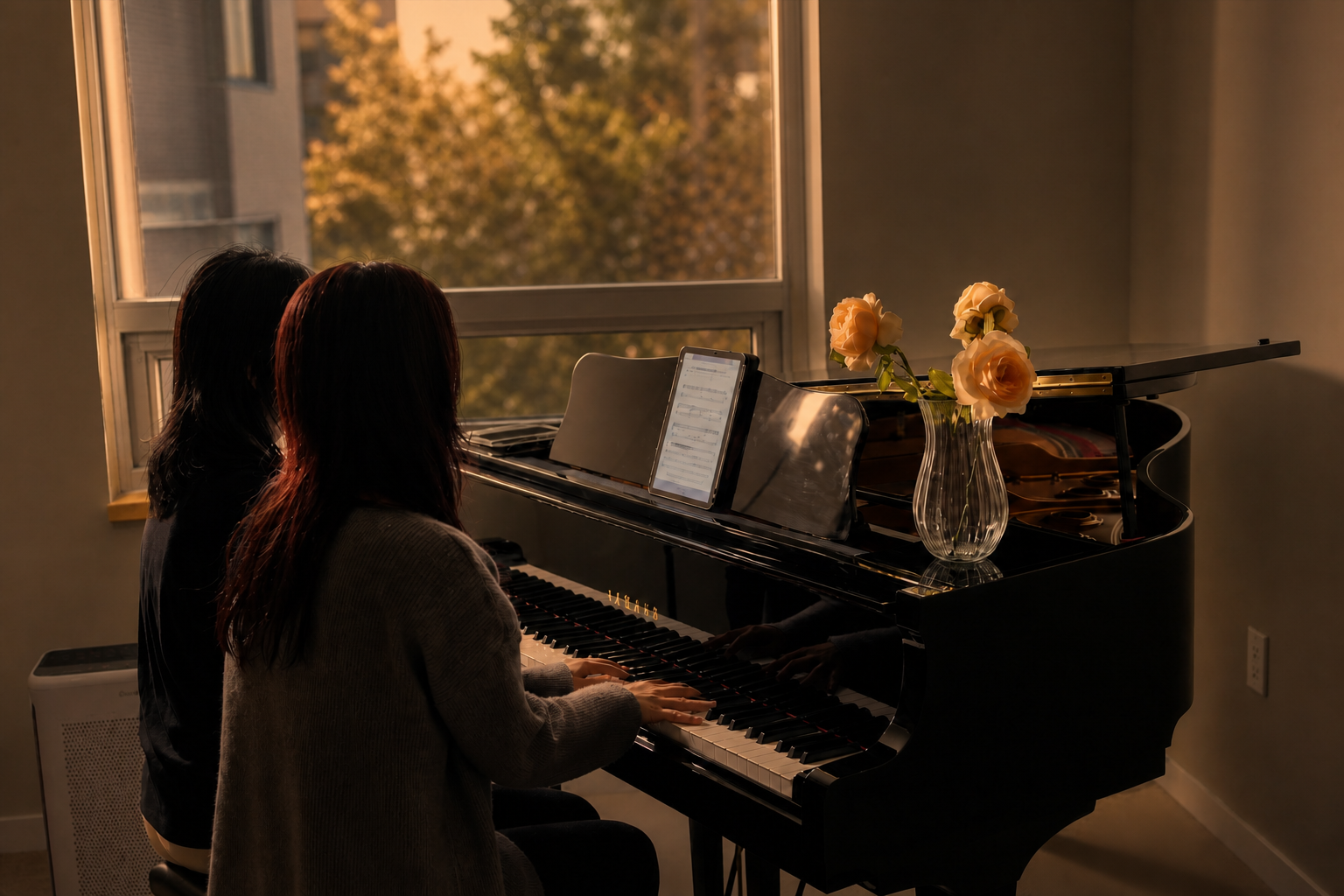 Student receiving one-on-one piano instruction